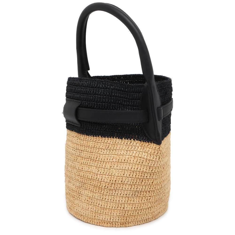 Celine handbag bag bucket raffia shoulder black basket - Picture 2 of 8